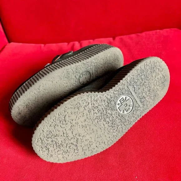 T.U.K. Black and Leopard Monk Buckle Round Toe Creeper - Picture 3 of 3